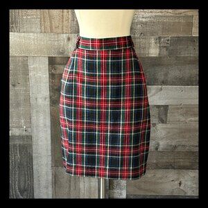 Diane Richard vintage 80s 90s red plaid skirt size 10 Christmas holiday party